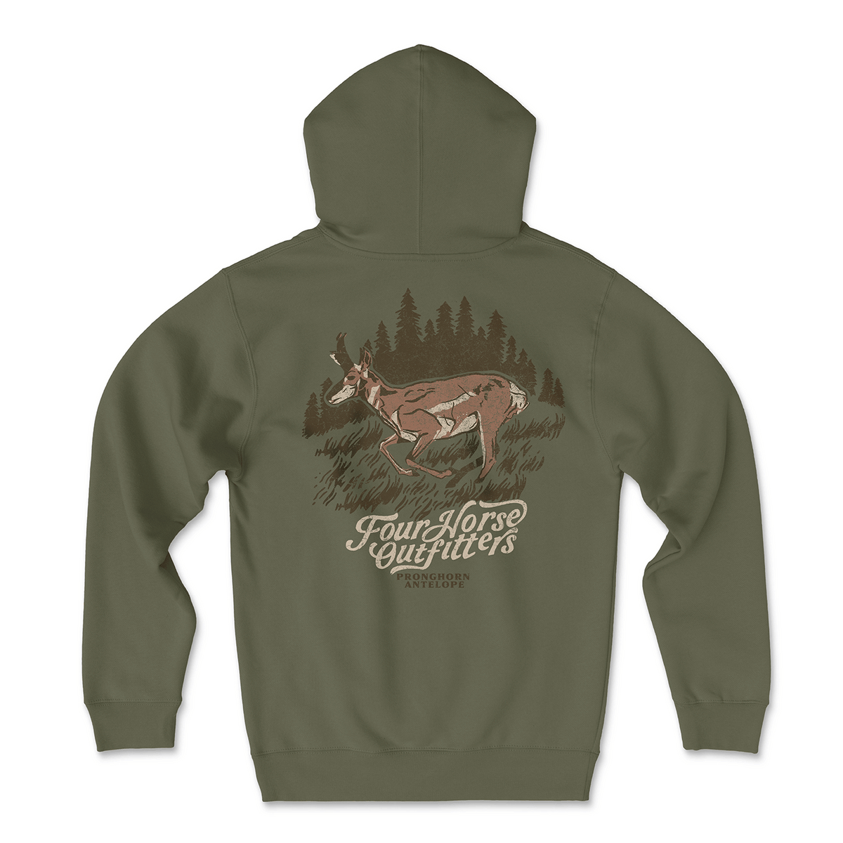 Four Horse Pronghorn Antelope Hoodie